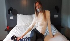 0050 Fluffy Socks Make for a Massive Mouth Stuffing in my Self-Gagged Day Out! Duct Tape Gag for Girl in Glasses! Part 1 of a 2 Part Custom Video! HD Version