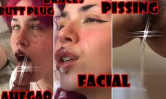 Anal pissing ahegao & facial to cumslut