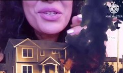 Burning Down the House Lolas sick of her noisy neighbors so she uses a growth spray to make herself big so she smokes a cigarette avi as a Giantess And Destroys the house