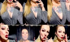 Black Cigarette -Deep Inhales - Nose Exhales - Coughing - I look very sexy, I know you'll agree with me, after all I always look great *Check out that sparkly outfit, that gorgeous cleavage, manicured makeup and nails, a black cigarette between her finger