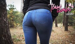 Amateur Teen In Blue Jeans Teasing Her Tight Ass In The Forest