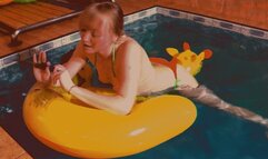 Alla hot fucks inflatable giraffe in the pool and POP his sharp object during orgasm!!!