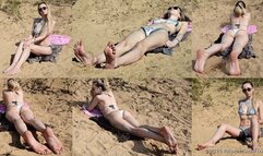 Beauty Lilia is sunbathing and posing on a wild beach barefoot (Full with 40% discount) #20230209