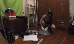 Another monitor destroyed by muscle girl WMV 720 CAM1