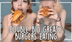 EATING BIG GREASY BURGERS chewing and messing opening our mouths wide