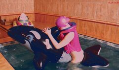 Alla gets fucked hot with a glossy inflatable whale in the pool!!!