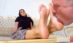 The German slave licks my sweaty socks and my sticky feet! ( Foot Worship with Lady Sumeyra ) - FULL HD wmv