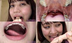 Yukino Nagasawa - Showing inside cute girl's mouth, chewing gummy candys, sucking fingers, licking and sucking human doll, and chewing dried sardines mout-177