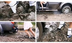 HOT SUMMER SALE: Sexy Julia got her powerful pickup stuck in deep soft mud