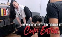 Nara join delivery guy to blackmail her boss into suck feet and cock (720 EN--sub)