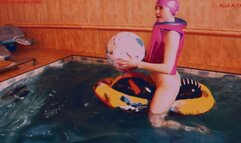 Alla naked hot fucking with inflatable jet ski in the pool and playing with a beach ball!!!