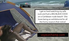 Caribbean Island Nude Beach Sex (Part3) - My Wife Enjoying the ocean, Jerking, Fucking, and Sucking Some More Black Cock In Public! MP4