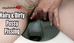 Hairy and Dirty Pussy Pissing on Dirty WC - Close Up Pussy Lips Spreading - Pee Fetish - MissBohemianX (SD MP4)