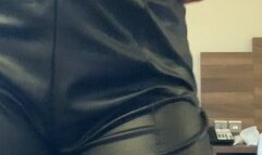 shiny leather pvc pants worship topless