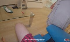 Stepmom asked for a massage but instead had sex with her stepson and get cum in pussy