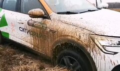 EXCLUSIVE AUTUMN STUCK PREMIeRE SALE: Julia got her car stuck in deep mud after gym