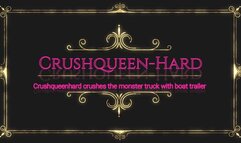 Crushing Crush the Monster truck with boat trailer in nylons and wooden heels extrem hard