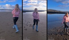 Blonde plays and in muddy wellies whilst smoking | 720p
