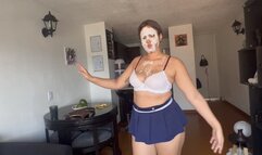 4K Slave dances happily with cum on her face