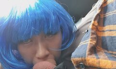 ThaiNymph Blue Hair Car Blowjob