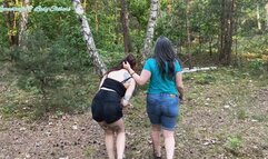 Spanking and blowjob in forest