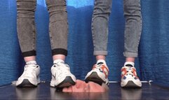 Floor-face trampled under dirty Nike sneakers (part 1 of 5), flo578x 1080p