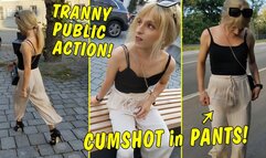 Tranny Girl gets horny while walking through the city!! Then I cum in my pants! Great public action!