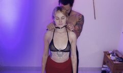 Blowjob afterparty for suspended blondie babe