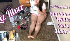 Behind the Scenes: My Bare Feet while I Put on Make Up with Liz River, Busty Brunette, Alabaster Skin, Legs, Size 6 Feet,