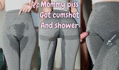 Stepmom Pee Got Cum and Shower! Wetting Leggings