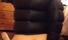 My View Of Reverse Cowgirl In A Black Puffy Down Jacket