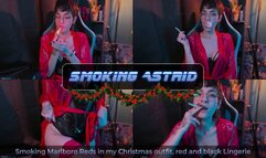 Smoking Marlboro Reds in my Christmas outfit, red and black Lingerie | Astrid ASMR