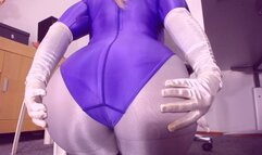 548 Spandex leotard and spandex leggings JOI, lots of cum demands, cum encouragement over big ass in spandex and nylon layers, violet Leohex spandex leotard, wank sign against my ass