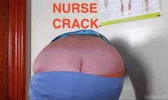 NURSE CRACK ! PANTS FALL DOWN OUTDOORS : ASS CRACK hanging out of sagging scrubs in hospital : BIG BOOB BETSY the Pregnant Nurse belly, pubes, + BIG FART * SMALL SCREEN 640p HD mp4