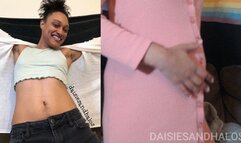 NO SOUND Side-By-Side Pregnant Belly Button Comparison with Daisy