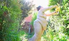 SSBBW Slut Naked Gardening
