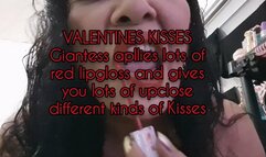 VALENTINES KISSES Giantess apllies lots of red lipgloss and gives you lots of upclose different kinds of Kisses