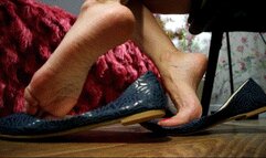 My tender shoeplay with blue ballet flats AVI