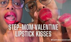 Step-Mom Valentine Lipstick Kisses - taboo, ebony lips, kissing fetish, red lipstick, mouth fetish, plexiglass kisses, ebony goddess, Bratty Black Girls, close ups