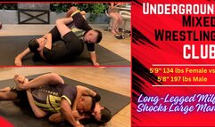Milf with Long Legs Embarrasses Large Man - Competitive Underground Mixed Wrestling Club