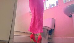 Long Pink Dress Reading