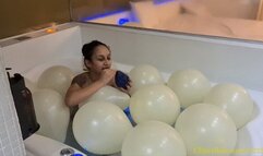 Safira B2P a 17" TufTex and Apply Her Nails on a Dozen of Balloons While in the Tub