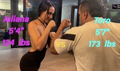 Competitive Scissorhold Escape Wrestling - Fitness Girl Juliana vs Male Weightlifter Toro