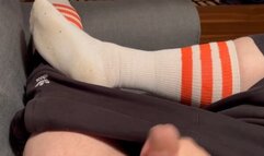 Dirty white american apparel socks: Jerk off and cumshot