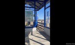 Sucking this stranger at the train stop next to people