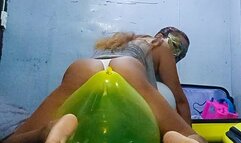 Sexy Masked Juju Sits to Pop Belbal Crystals With Top Stuffed With HUGE BALLOON BOOBS