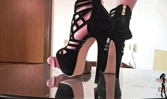 High-heeled platform sandals slave view