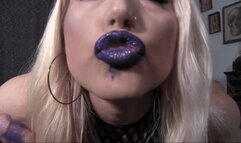 Glossy Blue Lipstick & Black Latex Gloves GFE POV Blowjob Handjob - HD 1080p mp4