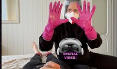 Femdom Handjob N Post-Cum Play for You Loser: Hard Gloves, Mask and Shield (Spatial POV Vision Pro)