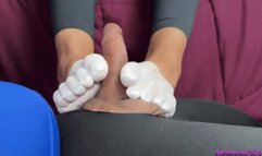 sweaty toe socks footjob (cum splattered)